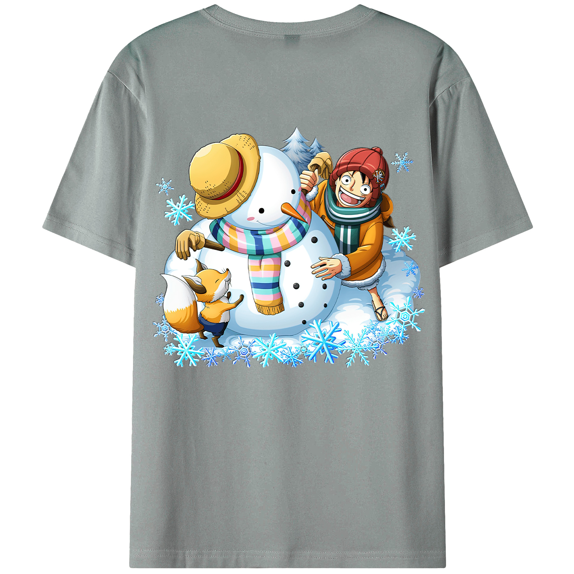 ワンピース モンキー・D・ルフィ ONE PIECE Monkey D. Luffy 綿100％ メンズ半袖Tシャツ（バックプリント） 通気性